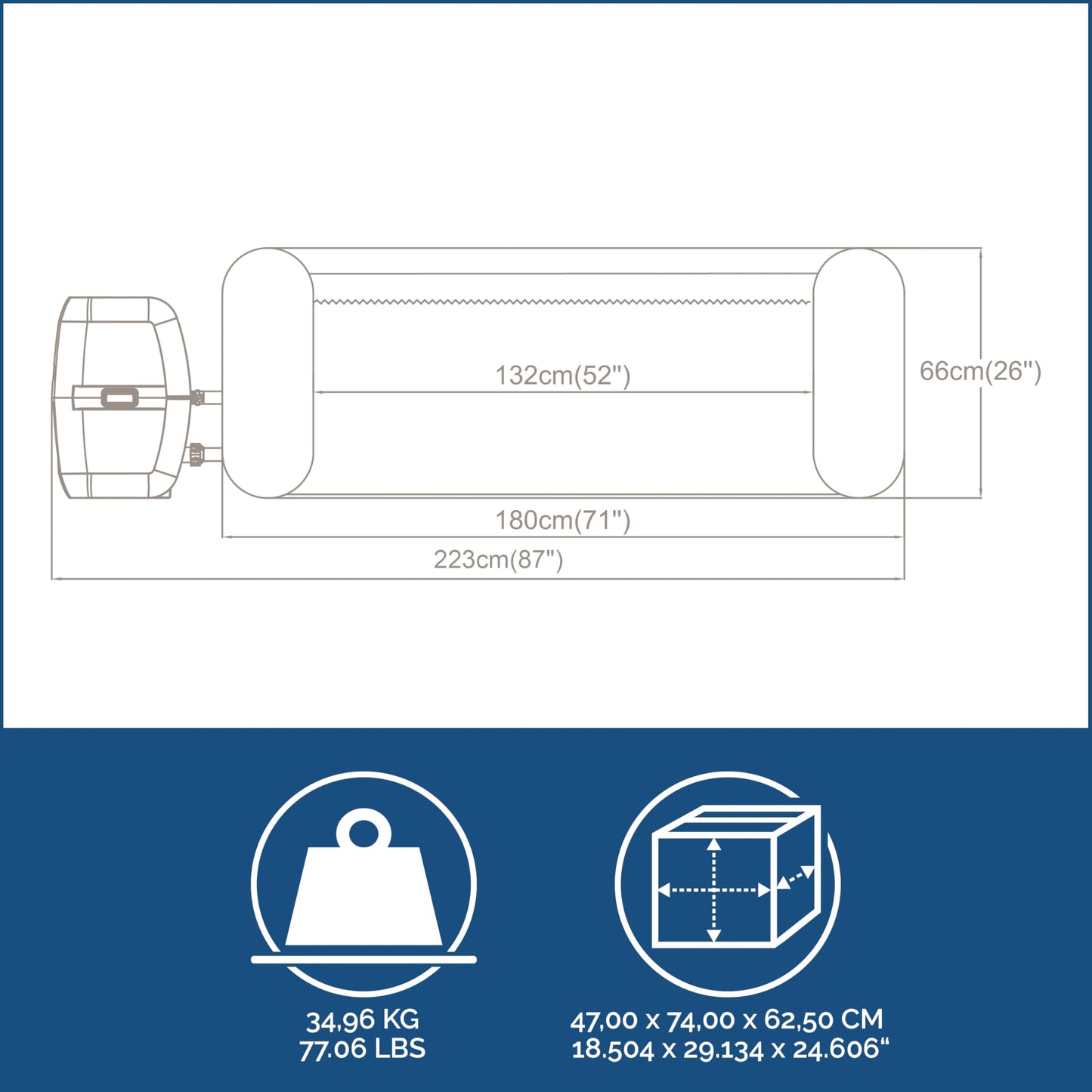 Bestway® Lay-Z-SPA® Cancun AirJet™ Whirlpool, 180 x 66 cm, 2-4 Personen, rund, graue Rattan-Optik