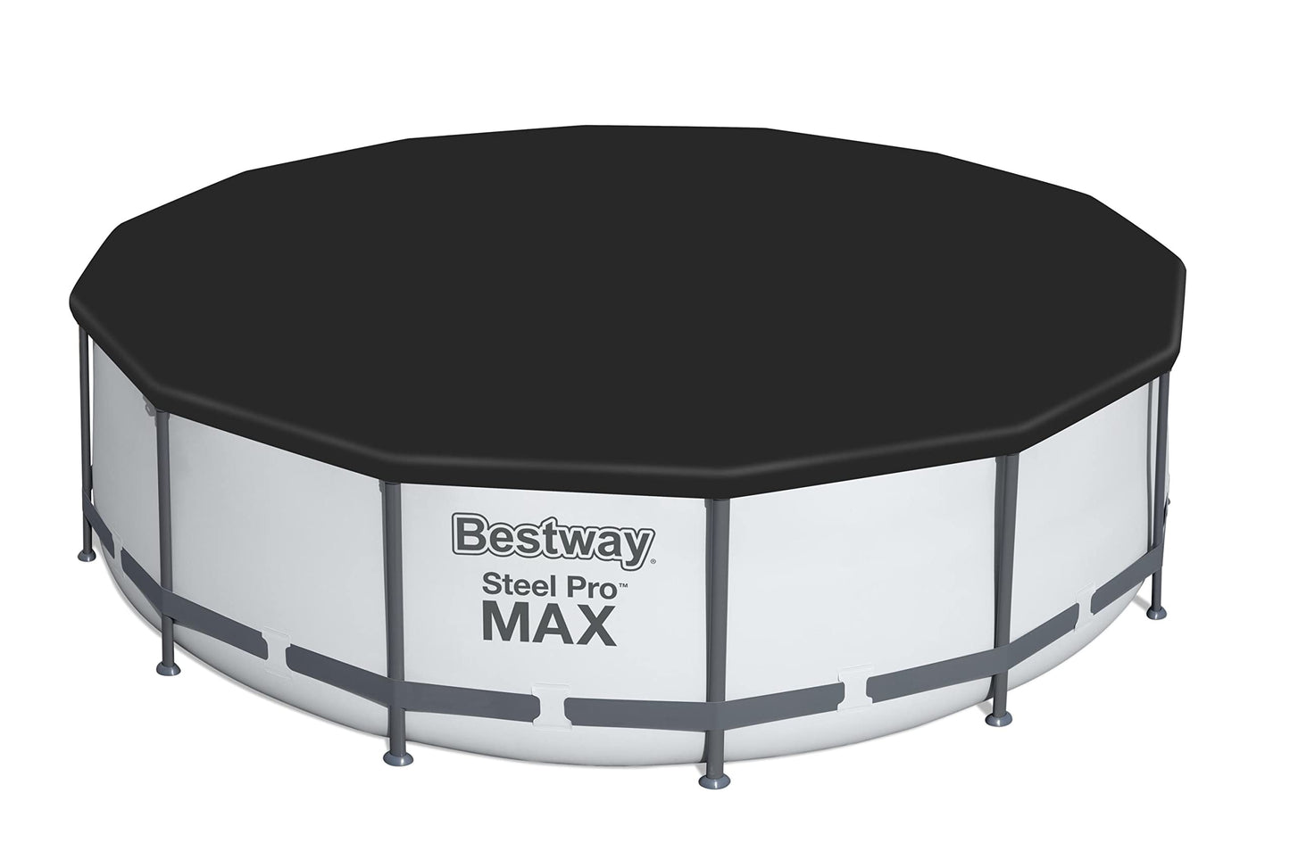 BESTWAY 5612X Abnehmbarer Pool Steel Pro Max 427 x 122 cm, mit Kartusche 3.028 L/H Abdeckung und Leiter, 56088, Blau