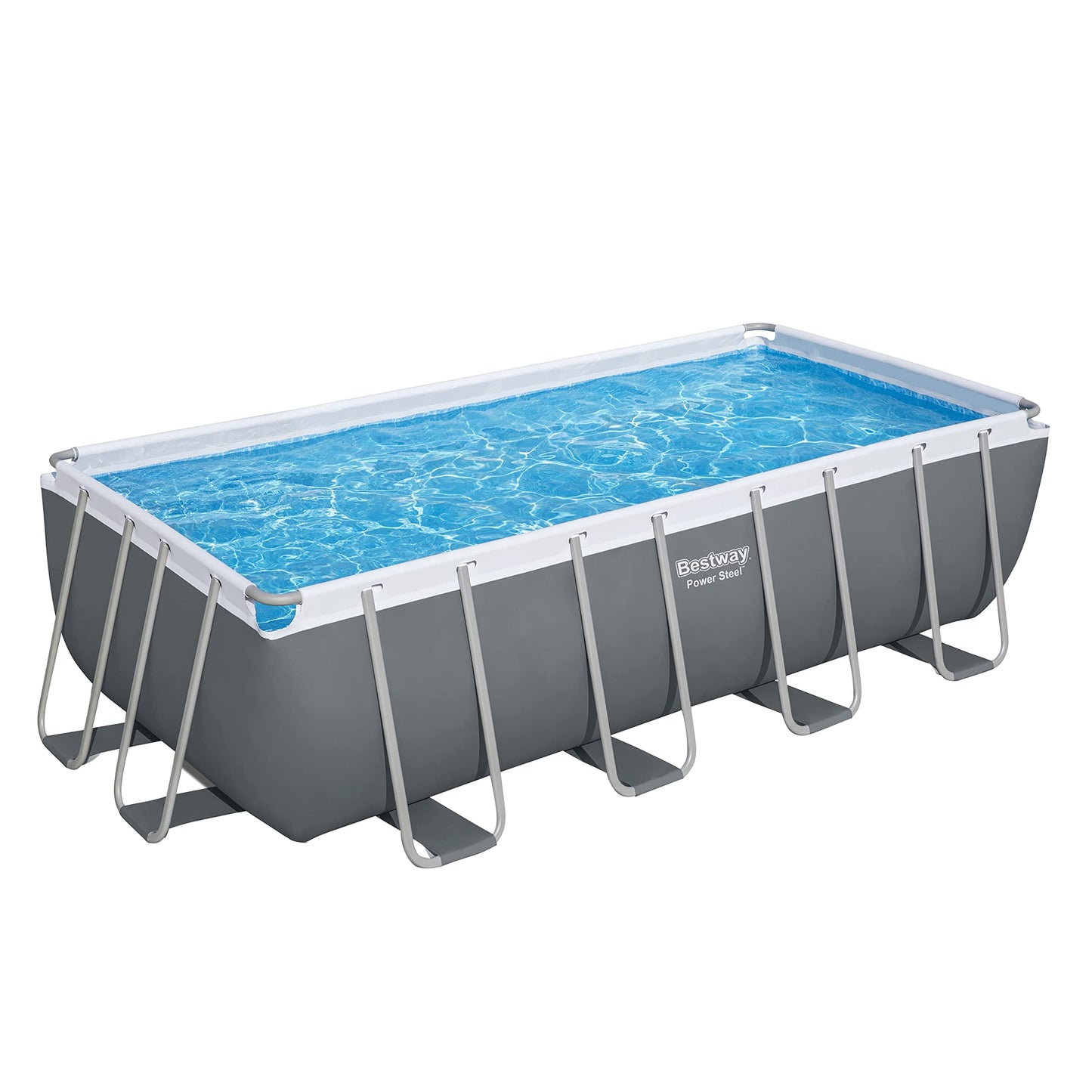 Bestway Power Steel™ Aufstellpool rechteckig 488 x 244 x 122 cm mit Sandfilter, Plane, Leiter