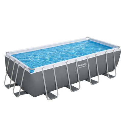 Bestway Power Steel™ Aufstellpool rechteckig 488 x 244 x 122 cm mit Sandfilter, Plane, Leiter