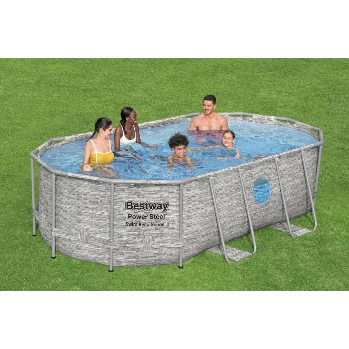 Bestway 4,27 m x 2,50 m x 1,00 m Oval Pool Set, 56088, Blau