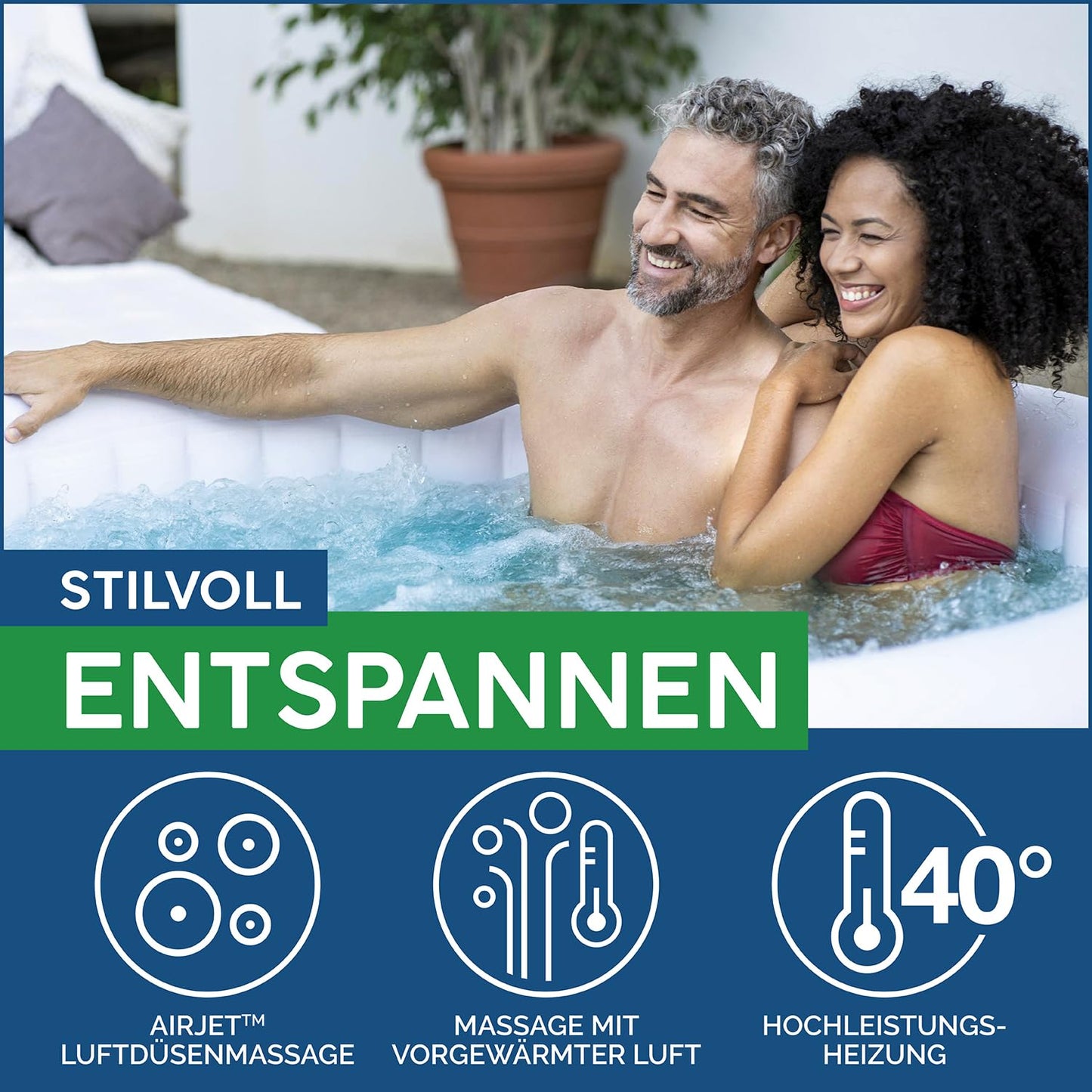 Bestway® Lay-Z-SPA® Cancun AirJet™ Whirlpool, 180 x 66 cm, 2-4 Personen, rund, graue Rattan-Optik
