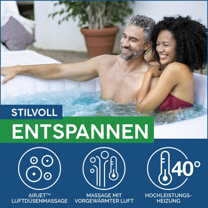 Bestway® Lay-Z-SPA® Cancun AirJet™ Whirlpool, 180 x 66 cm, 2-4 Personen, rund, graue Rattan-Optik