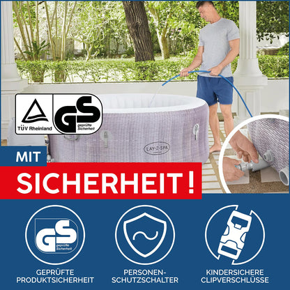 Bestway® Lay-Z-SPA® Cancun AirJet™ Whirlpool, 180 x 66 cm, 2-4 Personen, rund, graue Rattan-Optik