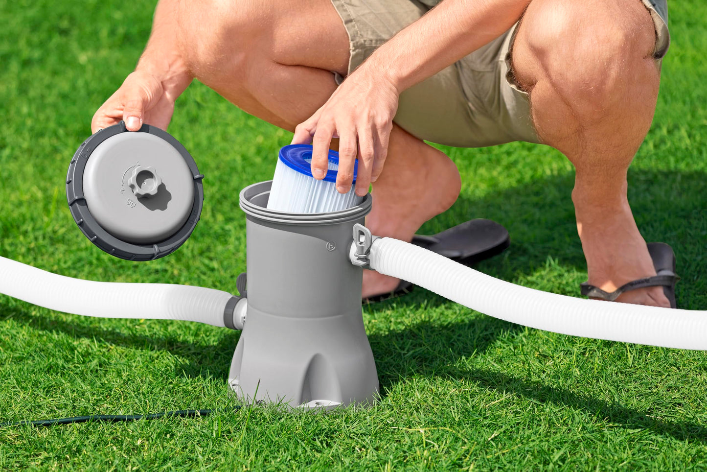 Bestway® Steel Pro MAX™ Aufstellpool-Set mit Filterpumpe Ø 366 x 100 cm, lichtgrau, rund