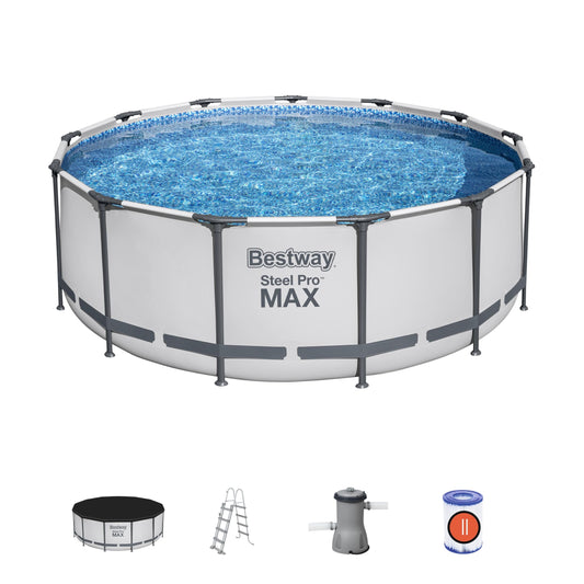 Steel Pro Max™ Außenpool, 396 x 122 cm, FrameLink™-System, Leiter, Plane, Pumpe und Filterkartusche