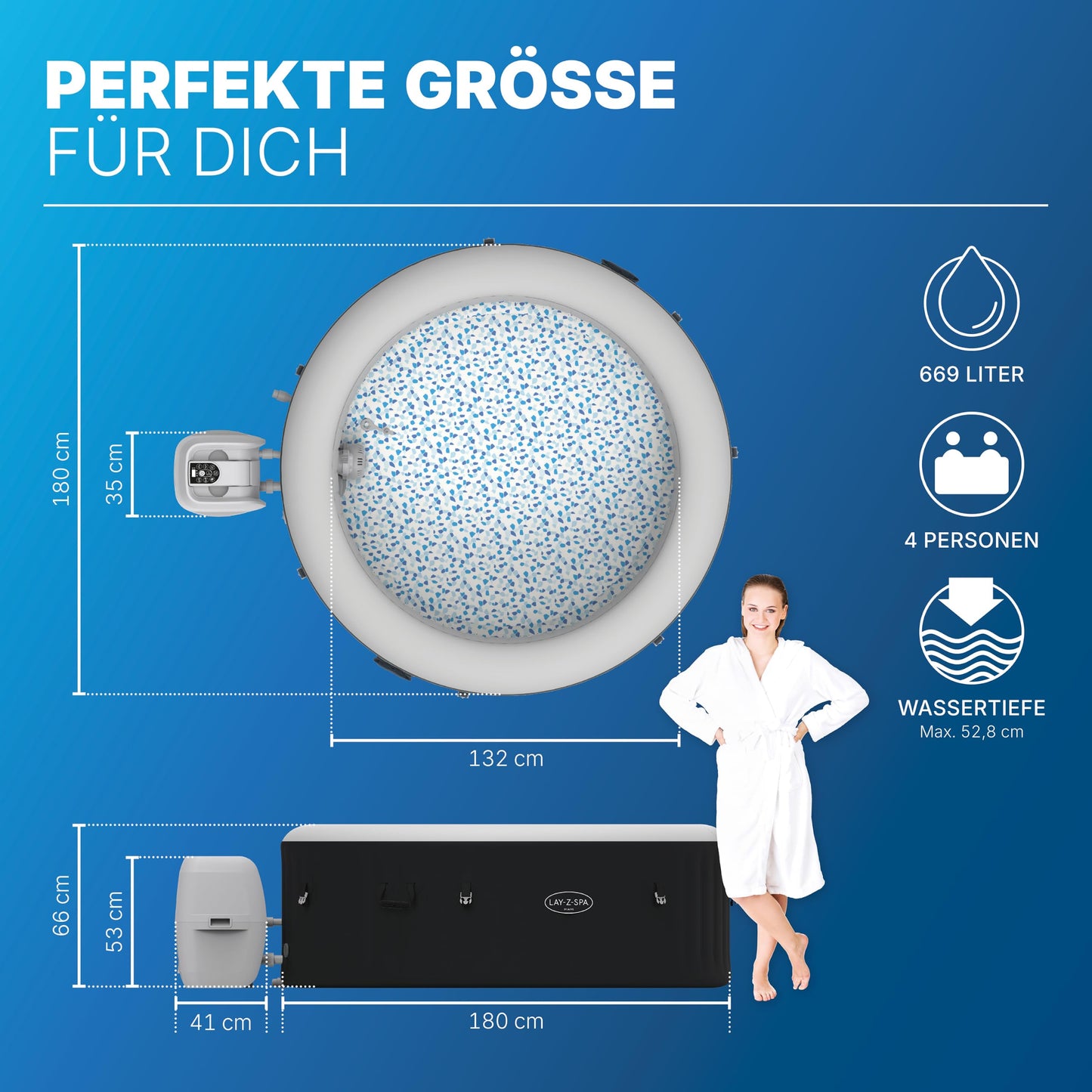 Bestway Lay-Z-SPA Miami AirJet Whirlpool, 2-4 Personen, Miami AirJet, 180 x 66 cm