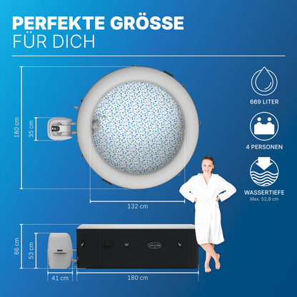 Bestway Lay-Z-SPA Miami AirJet Whirlpool, 2-4 Personen, Miami AirJet, 180 x 66 cm