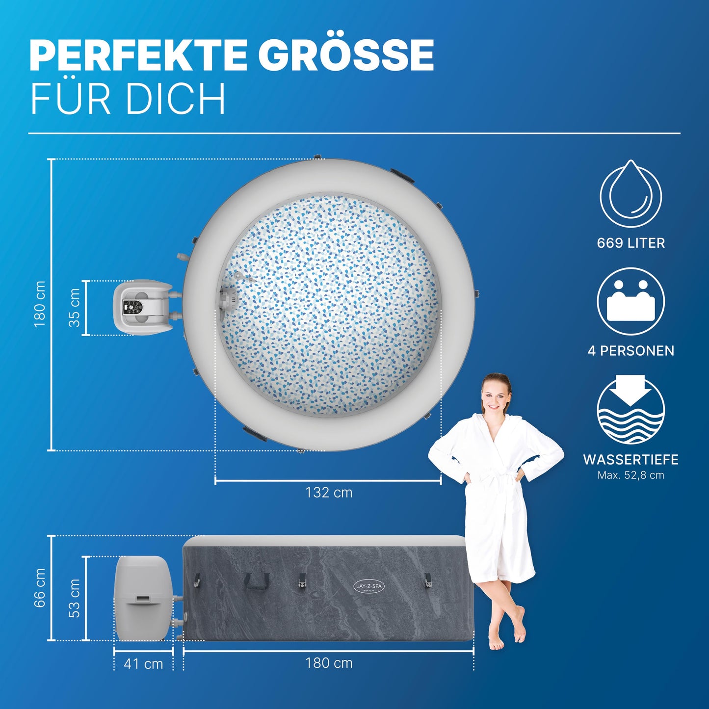 Bestway LAY-Z-SPA WLAN-Whirlpool Boracay AirJet Ø 180 x 66 cm, rund