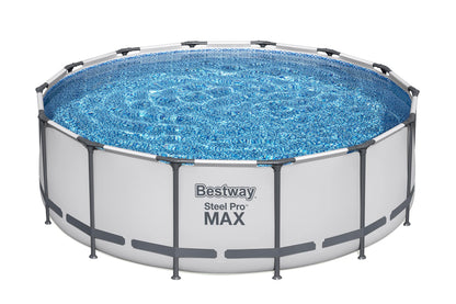 BESTWAY 5612X Abnehmbarer Pool Steel Pro Max 427 x 122 cm, mit Kartusche 3.028 L/H Abdeckung und Leiter, 56088, Blau