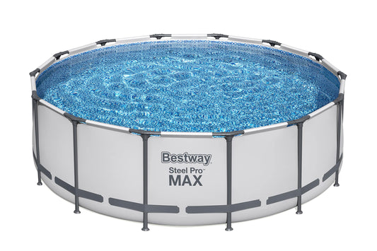 BESTWAY 5612X Abnehmbarer Pool Steel Pro Max 427 x 122 cm, mit Kartusche 3.028 L/H Abdeckung und Leiter, 56088, Blau