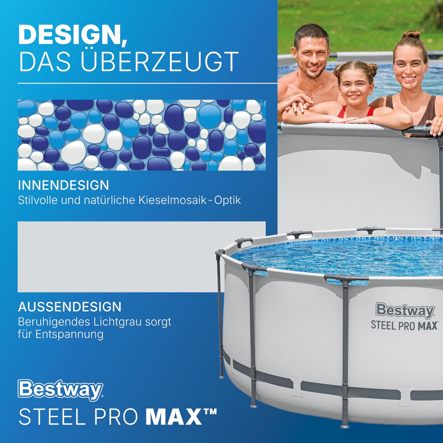 Bestway Aufstellpool rund 366x122 cm, Komplett-Set mit Filterpumpe