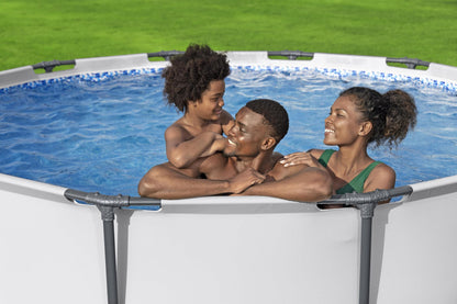 Bestway® Steel Pro MAX™ Aufstellpool-Set mit Filterpumpe Ø 366 x 100 cm, lichtgrau, rund