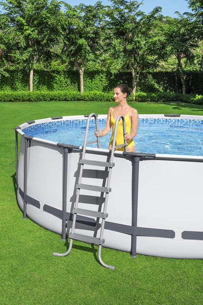 BESTWAY 5612X Abnehmbarer Pool Steel Pro Max 427 x 122 cm, mit Kartusche 3.028 L/H Abdeckung und Leiter, 56088, Blau