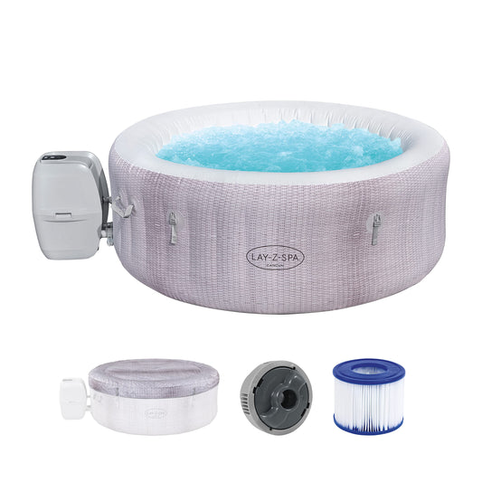 Bestway® Lay-Z-SPA® Cancun AirJet™ Whirlpool, 180 x 66 cm, 2-4 Personen, rund, graue Rattan-Optik