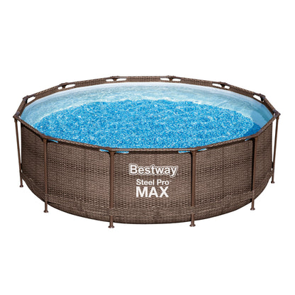Bestway 56709-GS18 Steel Pro Max Stahlrahmenpool-Set mit Filterpumpe und Zubehör, 9150 L, blau, 366 x 366 x 100 cm