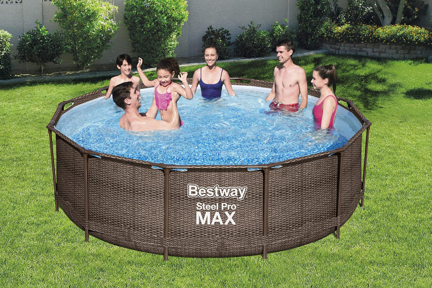 Bestway 56709-GS18 Steel Pro Max Stahlrahmenpool-Set mit Filterpumpe und Zubehör, 9150 L, blau, 366 x 366 x 100 cm