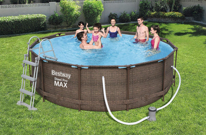 Bestway Steel Pro Max Framepool-Set, rund, mit Filterpumpe & Sicherheitsleiter 366 x 100 cm