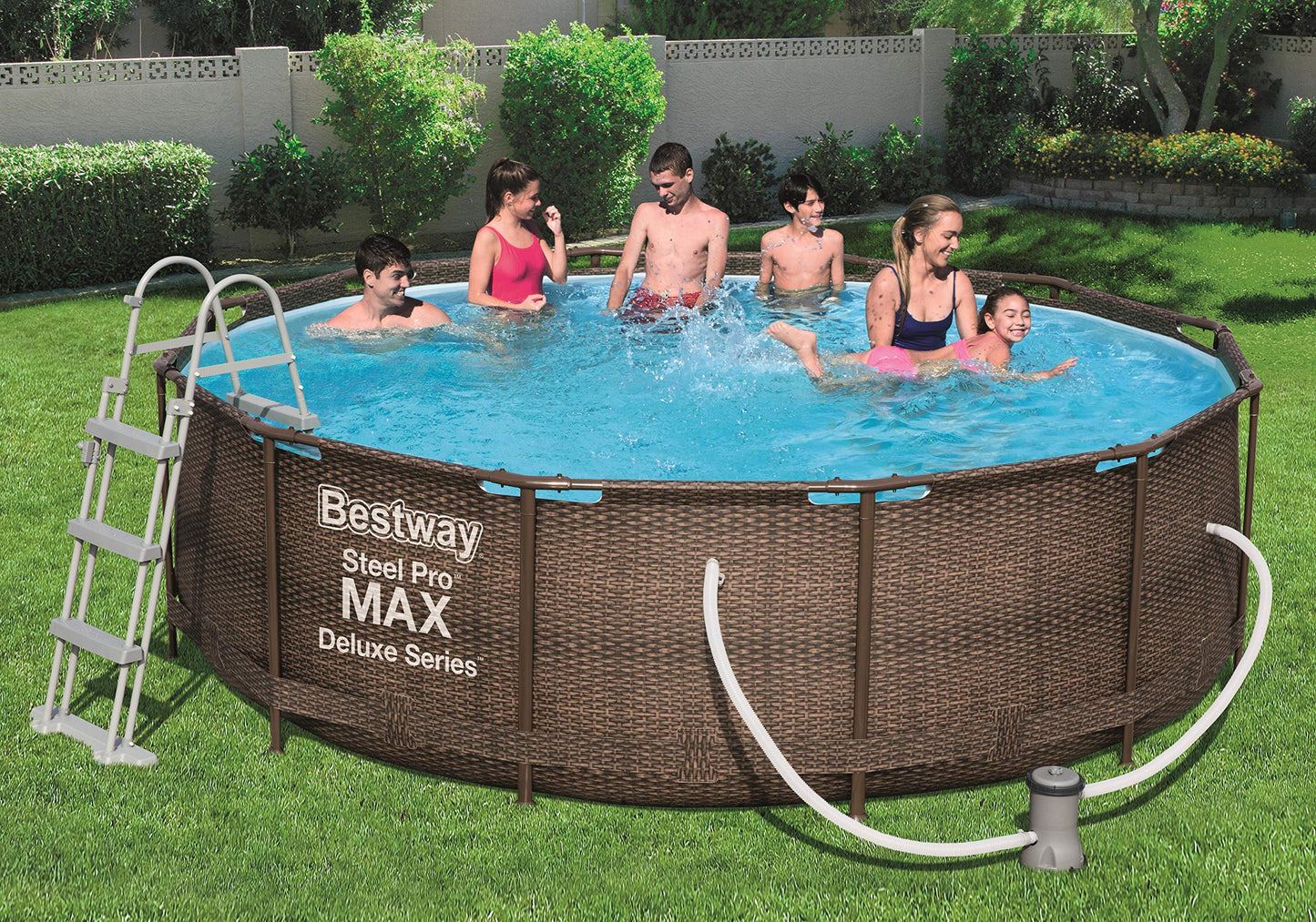 BESTWAY Steel Promax Deluxe Series Pool Set Ø366X100 cm, Stahlrahmenpool-Set mit Filterpumpe und Zubehör