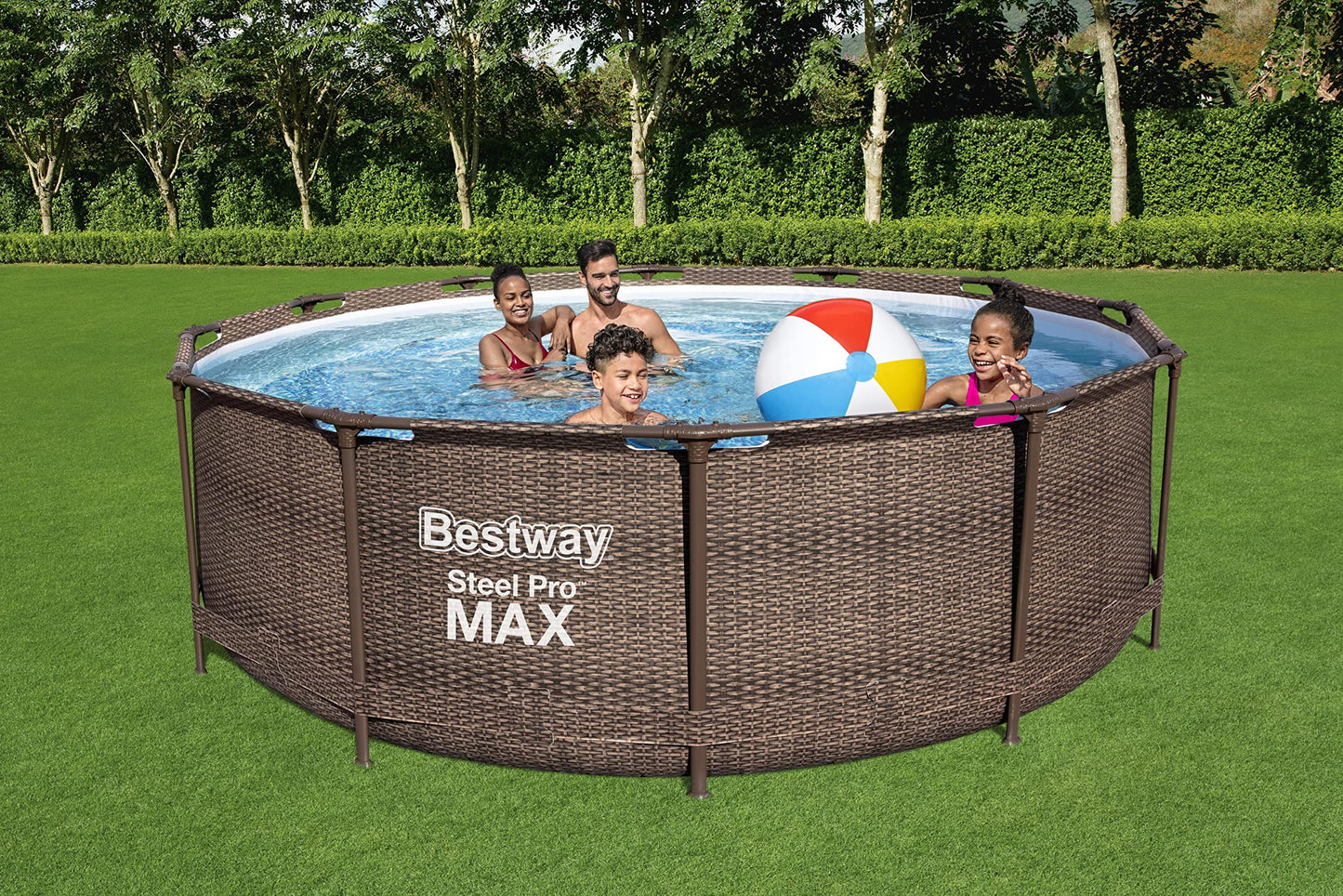 Bestway 56709-GS18 Steel Pro Max Stahlrahmenpool-Set mit Filterpumpe und Zubehör, 9150 L, blau, 366 x 366 x 100 cm